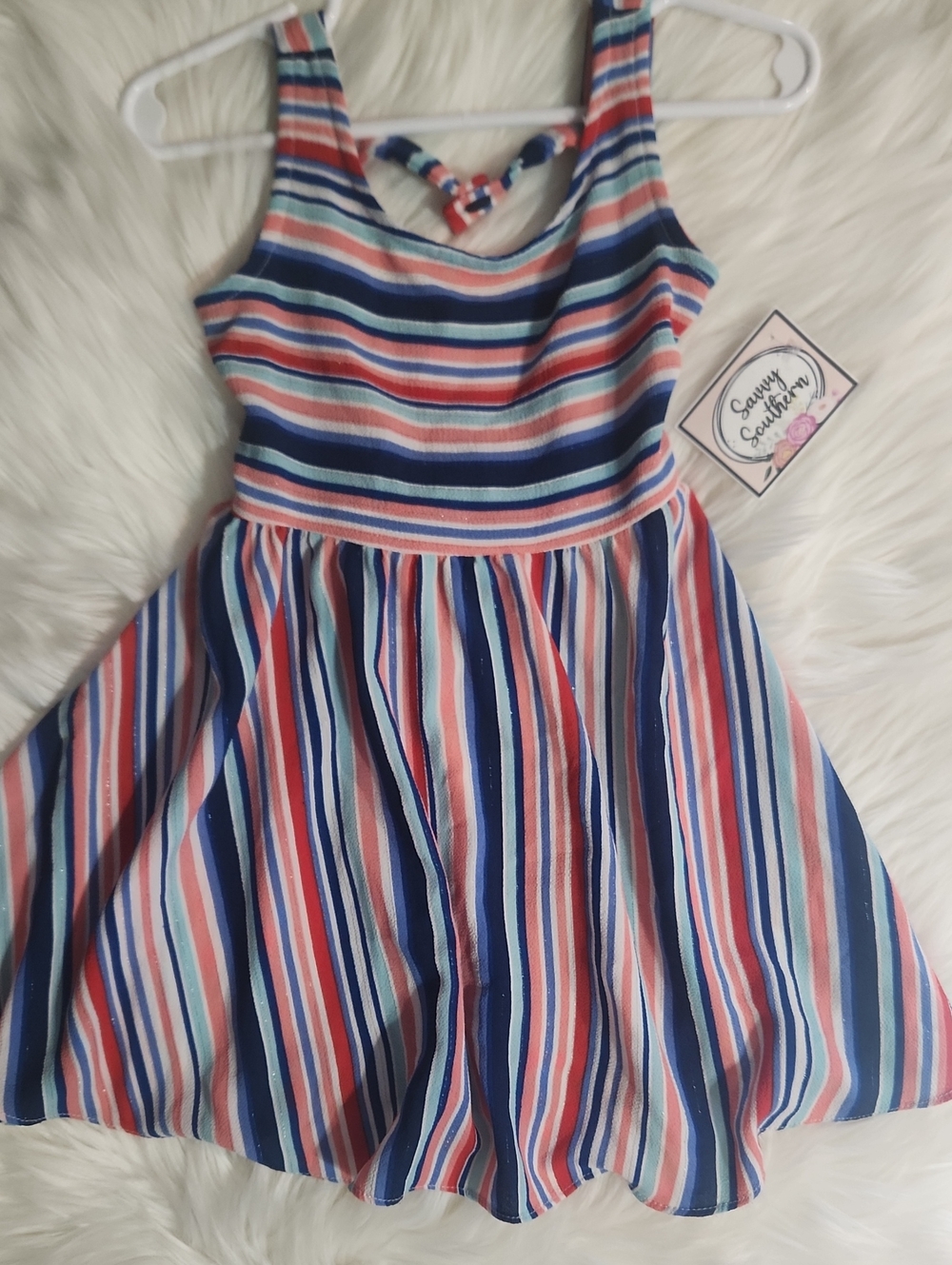 Sleeveless Striped Dress - Brand: Bonnie Jean - Size 2T - Color:pink,blue